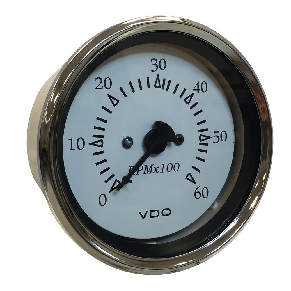 VDO 333-15274 COCKPIT MARINE 85MM (3-3/8 INCH) STERNDRIVE TACHOMETER - WHITE DIAL/CHROME BEZEL - High quality product image showing VDO 333-15274 COCKPIT MARINE 85MM (3-3/8 INCH) STERNDRIVE TACHOMETER - WHITE DIAL/CHROME BEZEL details and features