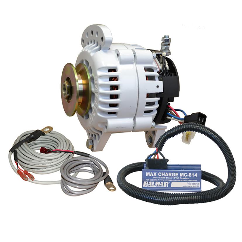 BALMAR 60-YP-MC-100-SV ALTERNATOR 100 AMP KIT 12V 3.15 INCH DUAL FOOT SADDLE SINGLE VEE PULLEY REGULATOR & TEMP SENSOR