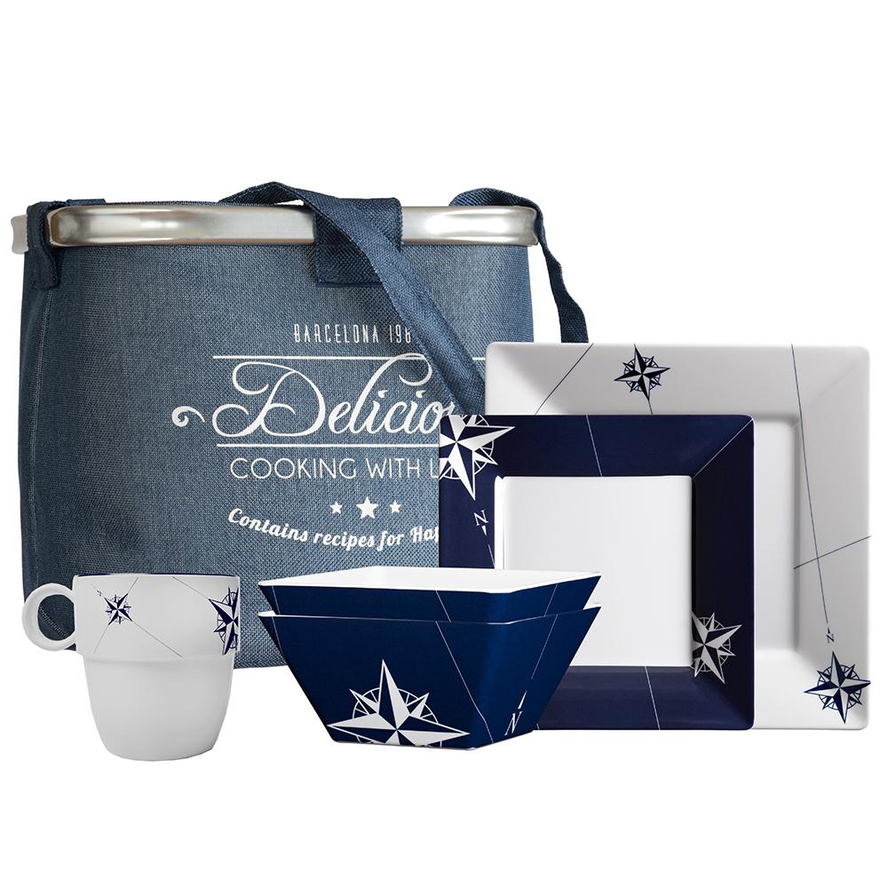 MARINE BUSINESS 15146 MELAMINE SQUARE TABLEWARE & BASKET - NORTHWIND - SET OF 24 - High quality product image showing MARINE BUSINESS 15146 MELAMINE SQUARE TABLEWARE & BASKET - NORTHWIND - SET OF 24 details and features