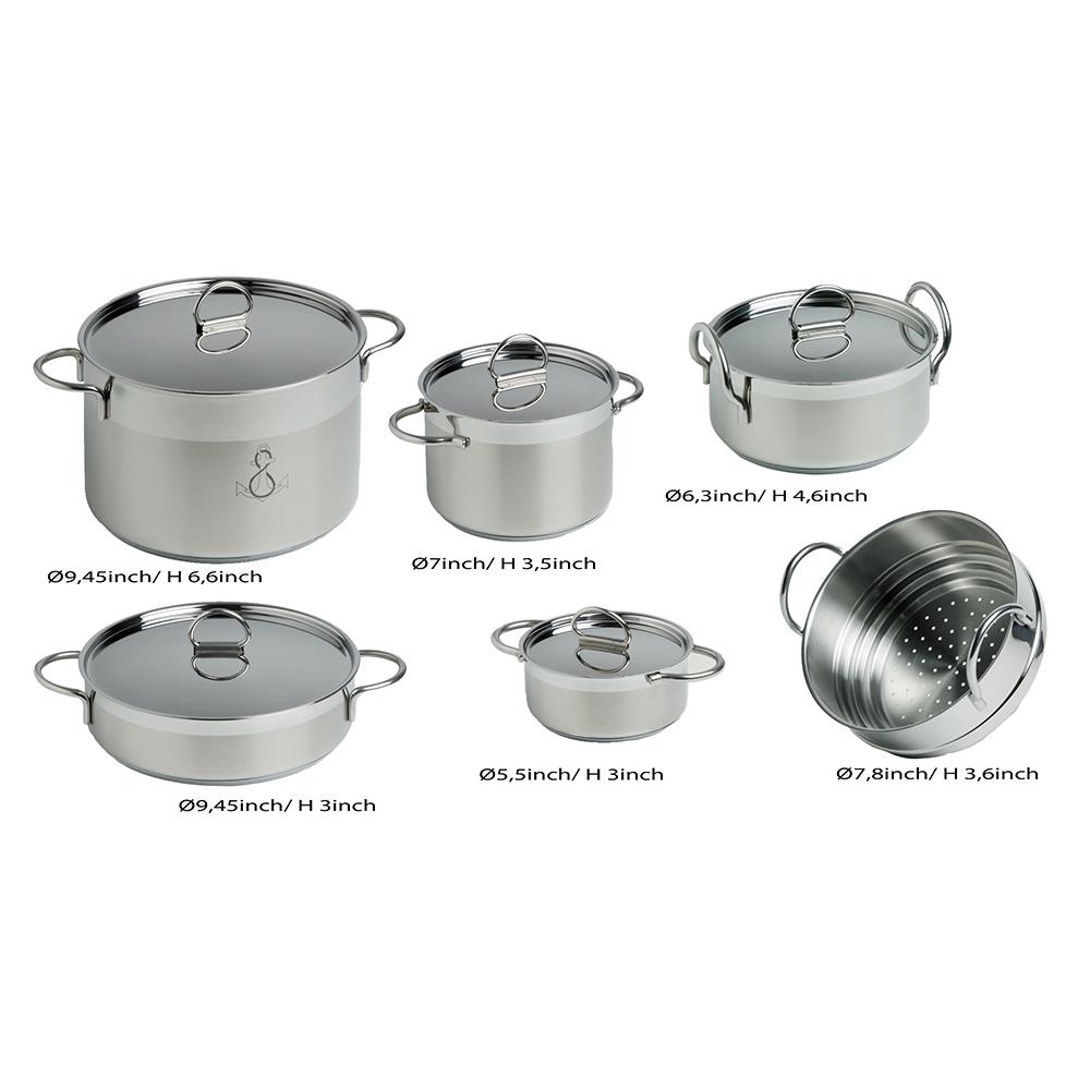 MARINE BUSINESS 20001 Kitchen Cookware Pan Set Self-Containing - Stainless Steel - Set of 8 - The Twister Group Tools product