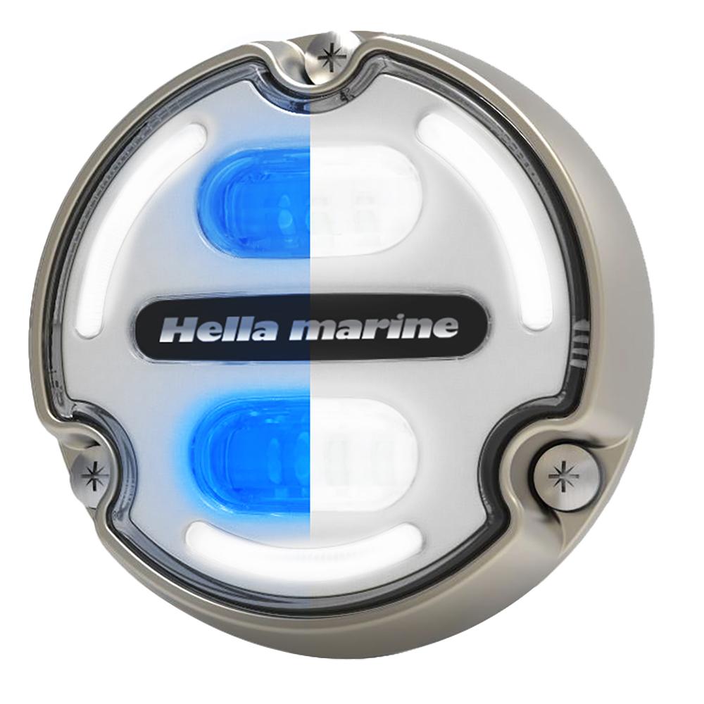 HELLA MARINE 016147-101 APELO A2 BLUE WHITE UNDERWATER LIGHT - 3000 LUMENS - BRONZE HOUSING - WHITE LENS W/EDGE LIGHT - High quality product image showing HELLA MARINE 016147-101 APELO A2 BLUE WHITE UNDERWATER LIGHT - 3000 LUMENS - BRONZE HOUSING - WHITE LENS W/EDGE LIGHT details and features