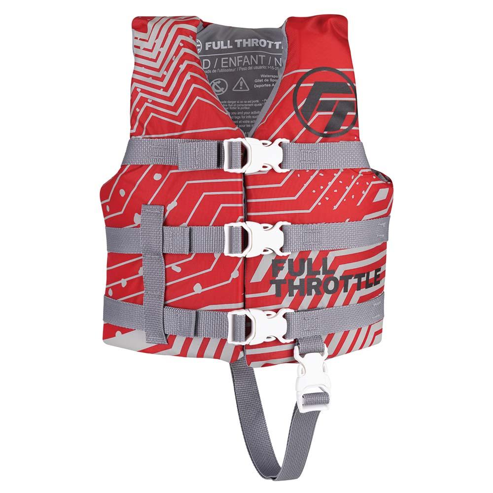 FULL THROTTLE 112200-100-001-22 CHILD NYLON LIFE JACKET - RED - High quality product image showing FULL THROTTLE 112200-100-001-22 CHILD NYLON LIFE JACKET - RED details and features