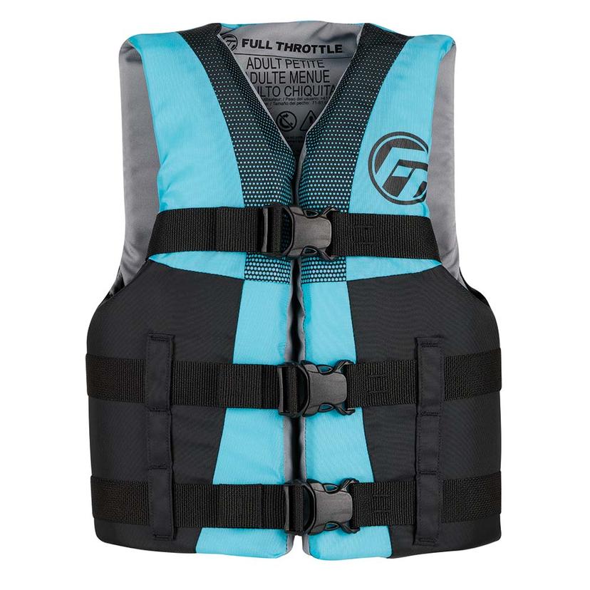 FULL THROTTLE 112200-505-010-22 TEEN NYLON LIFE JACKET - AQUA/BLACK