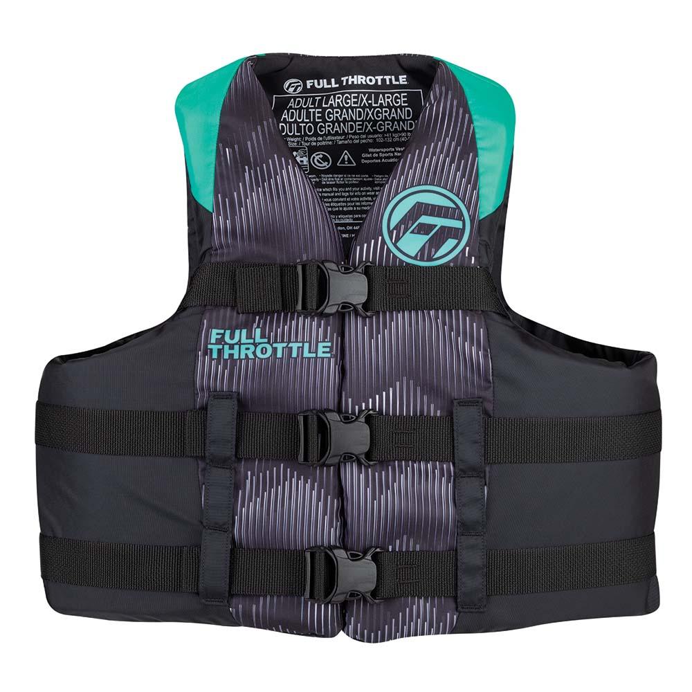 FULL THROTTLE 112200-505-080-22 ADULT NYLON LIFE JACKET 2X/4X - AQUA/BLACK - High quality product image showing FULL THROTTLE 112200-505-080-22 ADULT NYLON LIFE JACKET 2X/4X - AQUA/BLACK details and features
