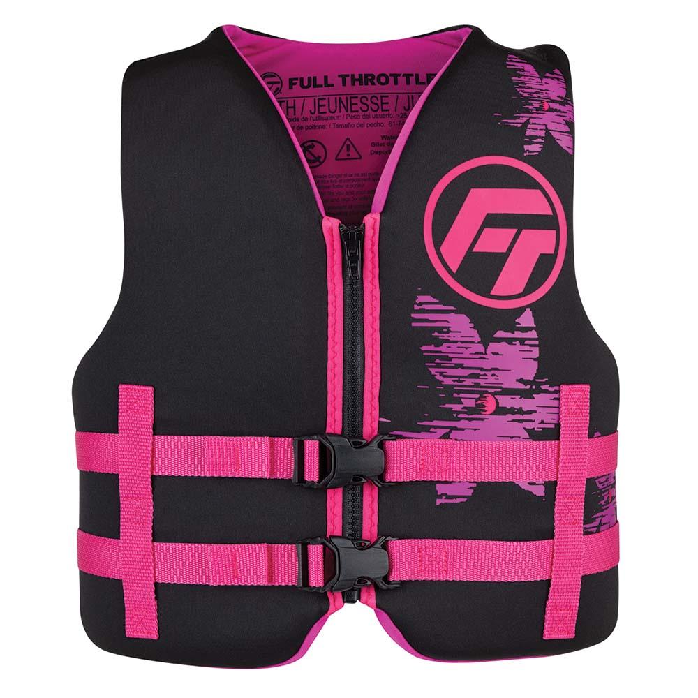 FULL THROTTLE 142100-105-002-22 YOUTH RAPID-DRY LIFE JACKET - PINK/BLACK - High quality product image showing FULL THROTTLE 142100-105-002-22 YOUTH RAPID-DRY LIFE JACKET - PINK/BLACK details and features