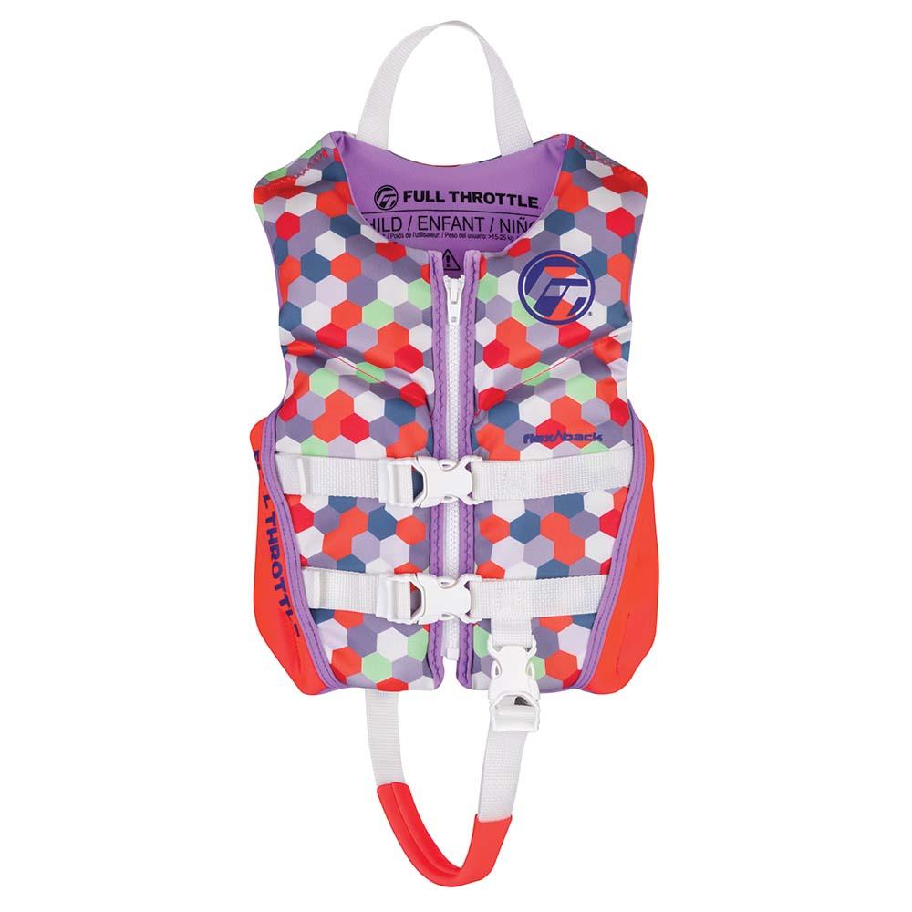 FULL THROTTLE 142500-105-001-22 CHILD RAPID-DRY FLEX-BACK LIFE JACKET - PINK - High quality product image showing FULL THROTTLE 142500-105-001-22 CHILD RAPID-DRY FLEX-BACK LIFE JACKET - PINK details and features