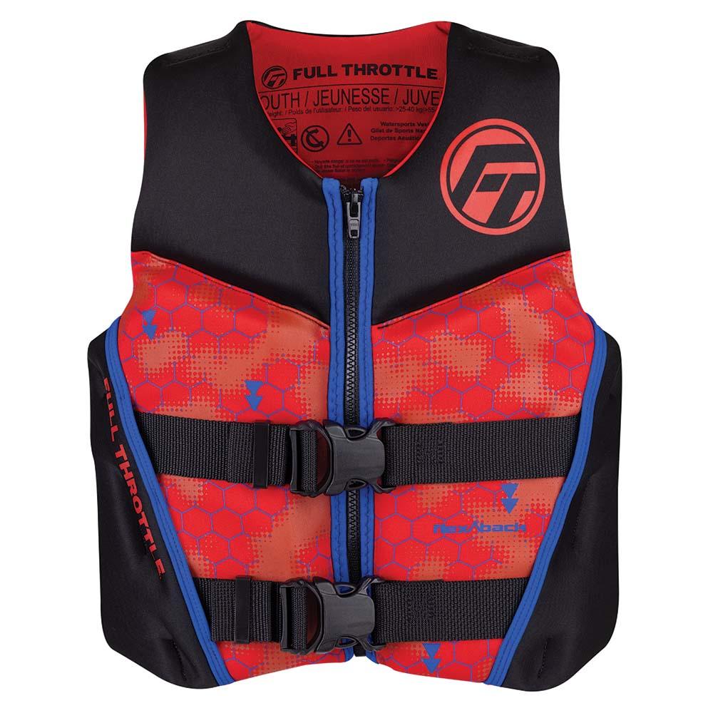 FULL THROTTLE 142500-100-002-22 YOUTH RAPID-DRY FLEX-BACK LIFE JACKET - RED/BLACK - High quality product image showing FULL THROTTLE 142500-100-002-22 YOUTH RAPID-DRY FLEX-BACK LIFE JACKET - RED/BLACK details and features