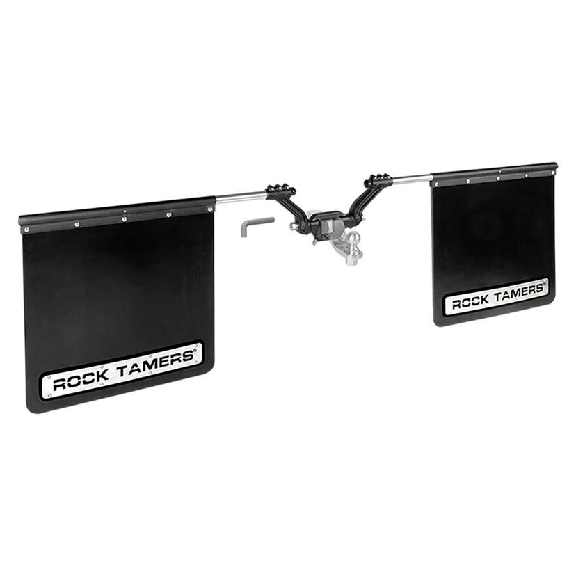 ROCK TAMERS 00110 2.5 INCH HUB MUDFLAP SYSTEM - MATTE BLACK/STAINLESS