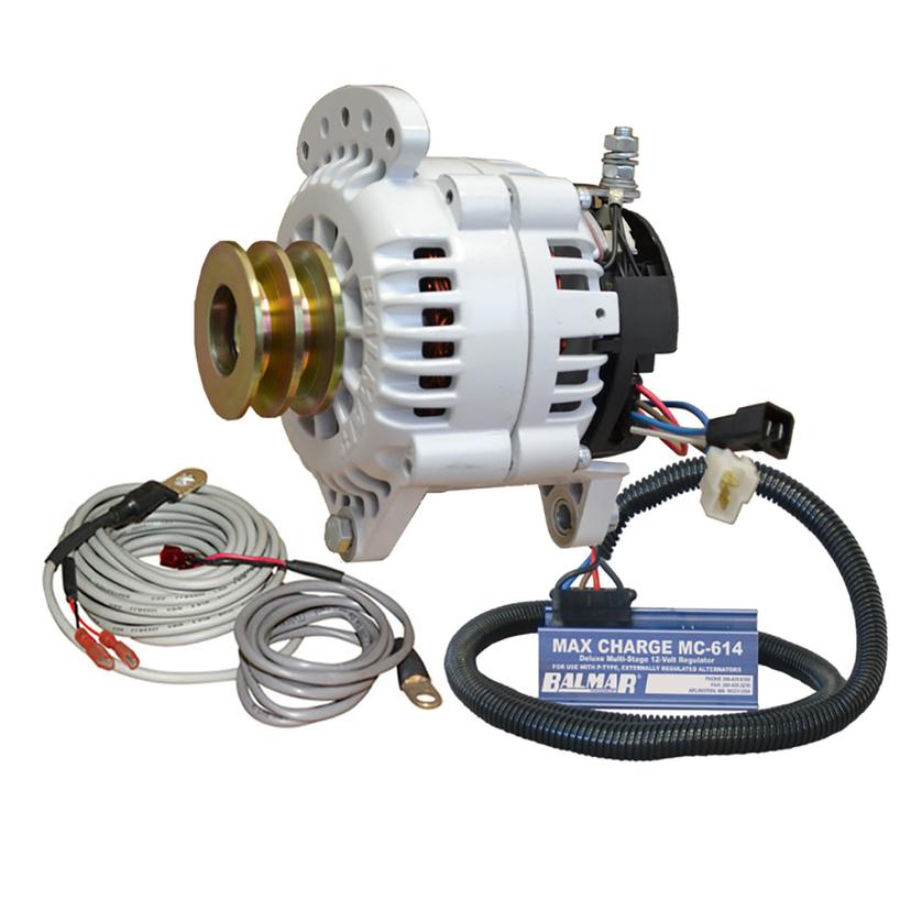 BALMAR 60-YP-MC-120-DV ALTERNATOR 120 AMP KIT 12V 3.15 INCH DUAL FOOT SADDLE DUAL VEE PULLEY REGULATOR & TEMP SENSOR
