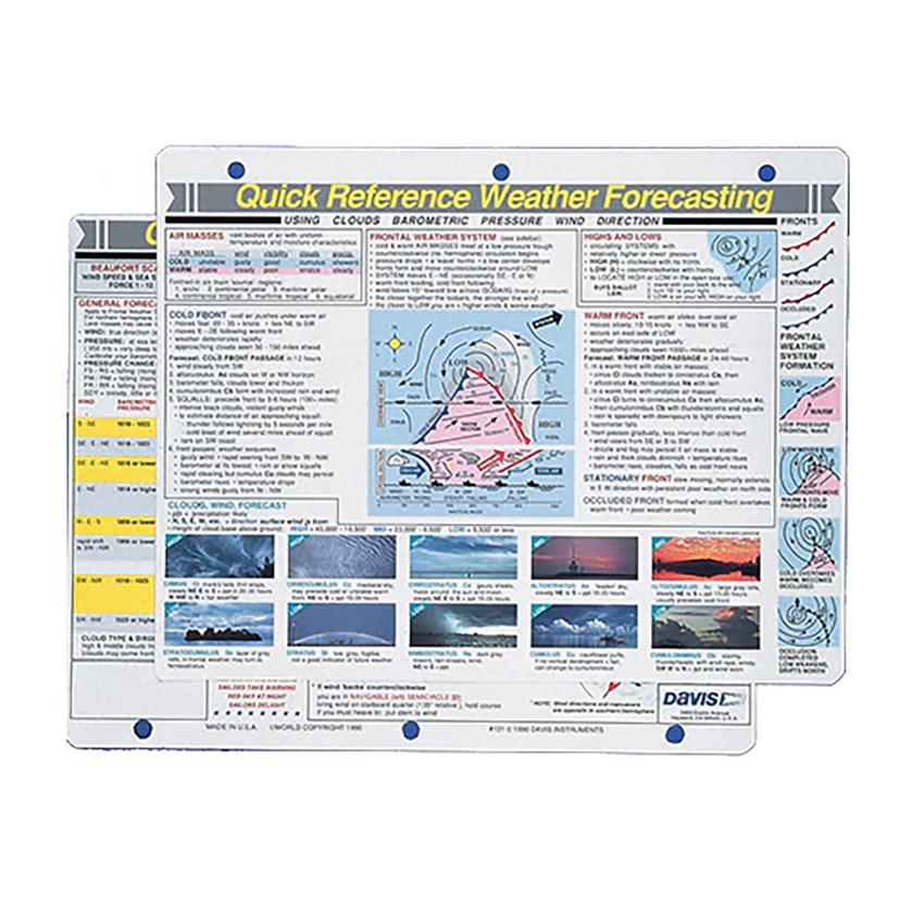 DAVIS INSTRUMENTS 131 WEATHER FORECASTING QUICK REFERENCE CARD
