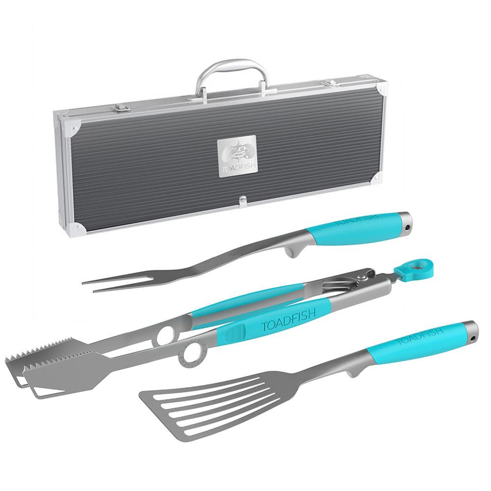 TOADFISH 1092 ULTIMATE GRILL SET + CASE - TONGS, SPATULA & FORK - The Twister Group Tools product