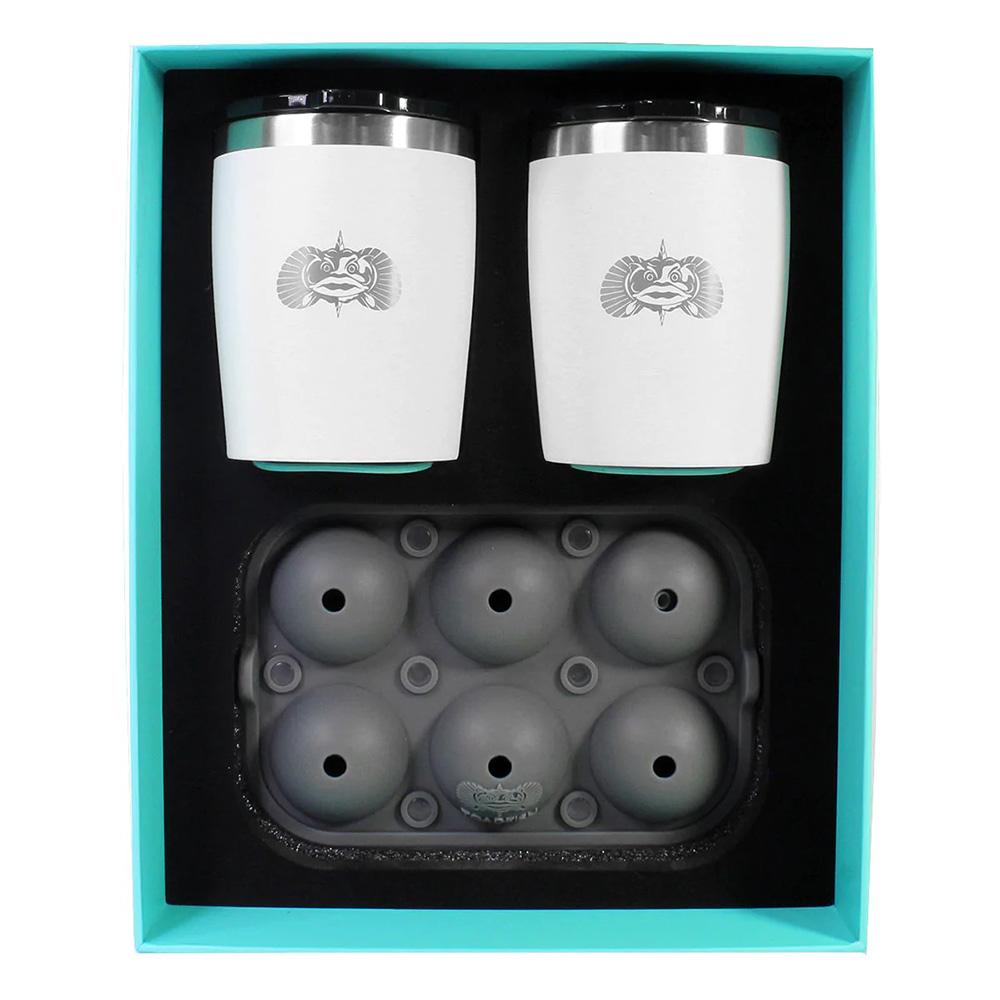 TOADFISH 1119 NON-TIPPING 10OZ WHITE ROCKS TUMBLERS W/ICE BALL TRAY - 2 TUMBLERS - High quality product image showing TOADFISH 1119 NON-TIPPING 10OZ WHITE ROCKS TUMBLERS W/ICE BALL TRAY - 2 TUMBLERS details and features