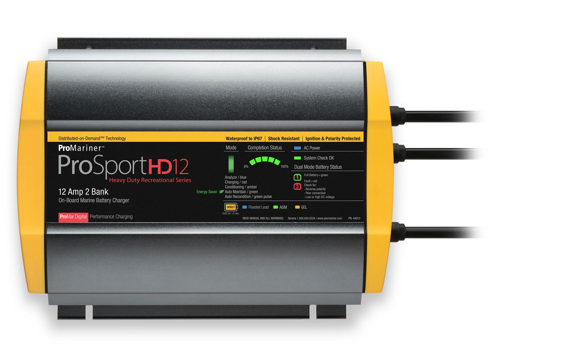 PROMARINER 44012 ProSport HD 12 Gen4 12 Amp Battery Charger 12/24v 2 Bank 120v Input - High quality product image showing PROMARINER 44012 ProSport HD 12 Gen4 12 Amp Battery Charger 12/24v 2 Bank 120v Input details and features