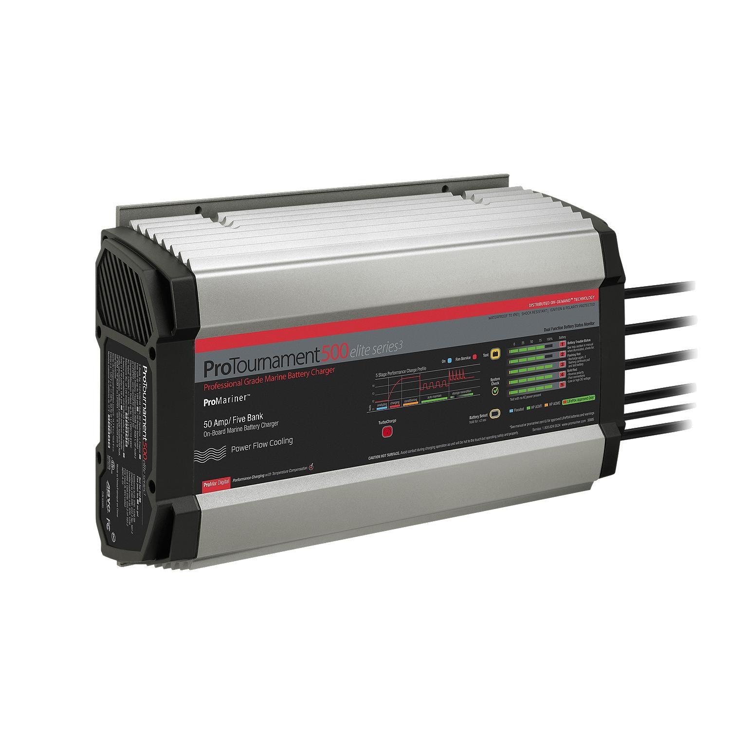 PROMARINER 53505 ProTournament 500 50 Amp Battery Charger 12/24/36/48v 5 Bank 120v Input - High quality product image showing PROMARINER 53505 ProTournament 500 50 Amp Battery Charger 12/24/36/48v 5 Bank 120v Input details and features
