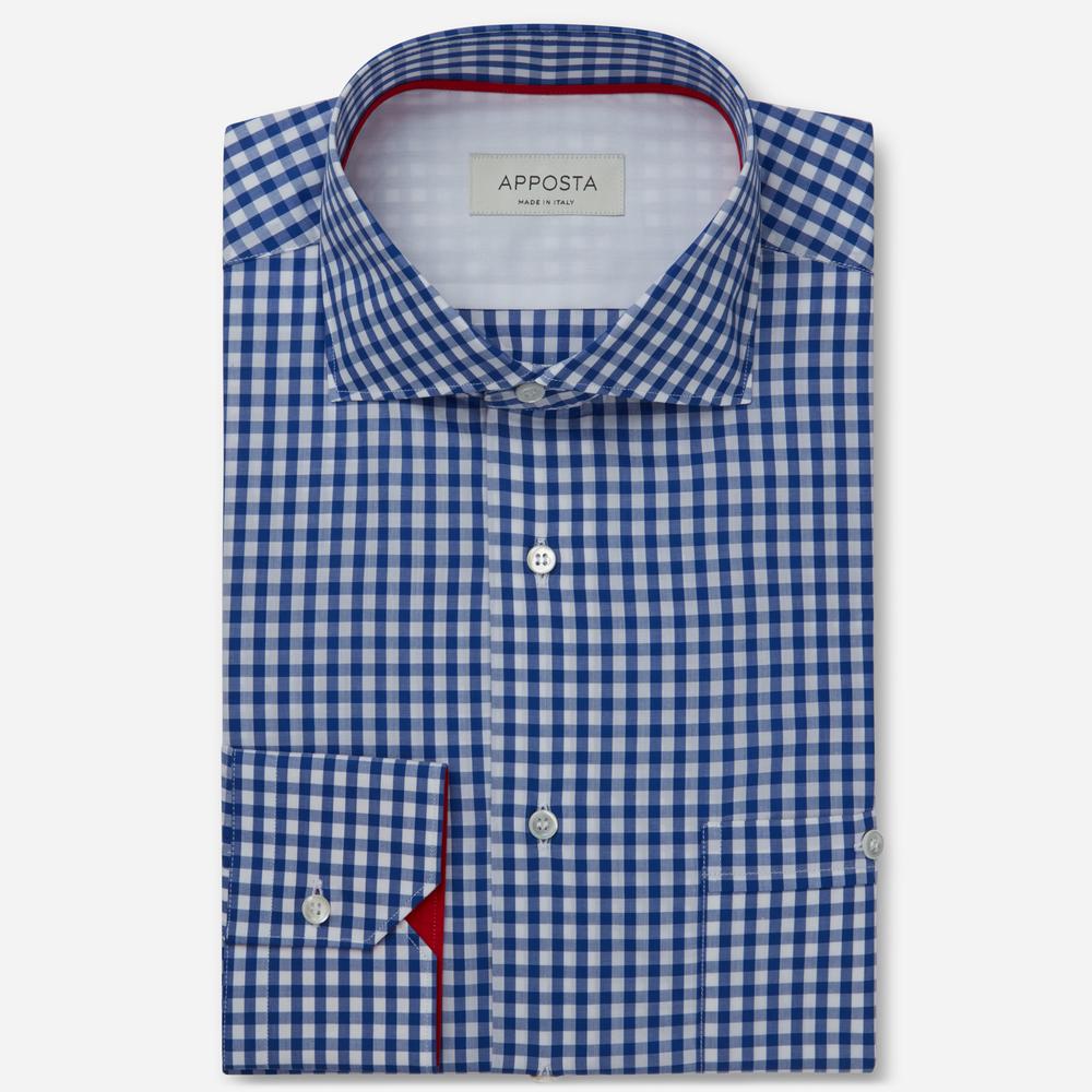 Shirt  small check  light blue cotton plain double twisted, collar style  updated spread collar with short points from Apposta Shirt  small check  light blue cotton plain double twisted, collar style  updated spread collar with short points - Apposta Clothing product