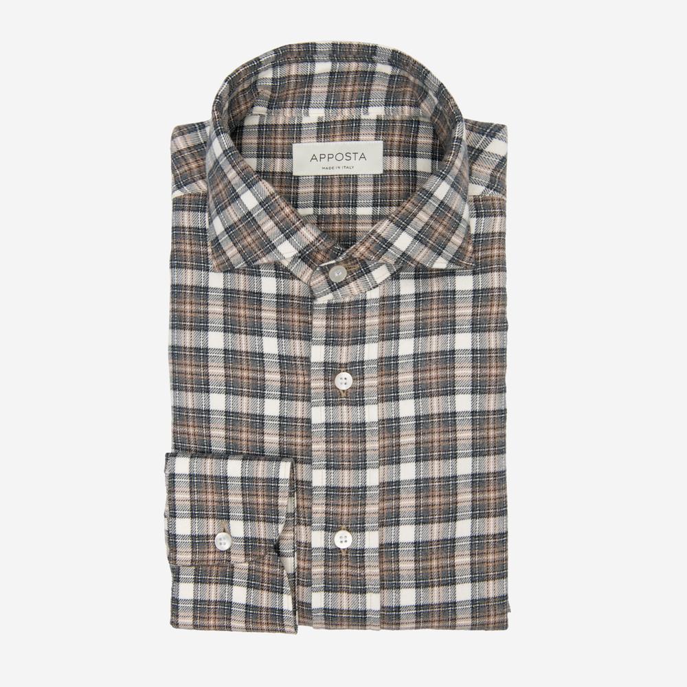 Shirt  big check  multi flannel twill double twisted, collar style  updated spread collar with short points from Apposta Shirt  big check  multi flannel twill double twisted, collar style  updated spread collar with short points - Apposta Clothing product