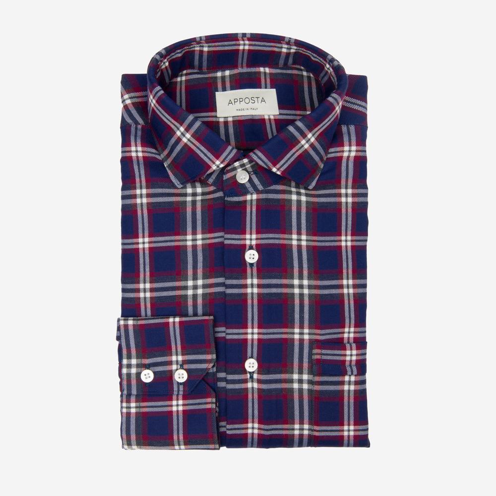 Shirt  prince of wales check  navy blue cotton-wool twill, collar style  button-down collar from Apposta Shirt  prince of wales check  navy blue cotton-wool twill, collar style  button-down collar - Apposta Clothing product