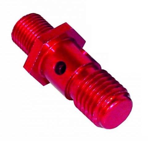 Alloy Banjo Stub M10 x 1 sft - 12x1.5 (Red) (BFU010) from The Green Spark Plug Alloy Banjo Stub M10 x 1 sft - 12x1.5 (Red) (BFU010) - The Green Spark Plug Automotive product
