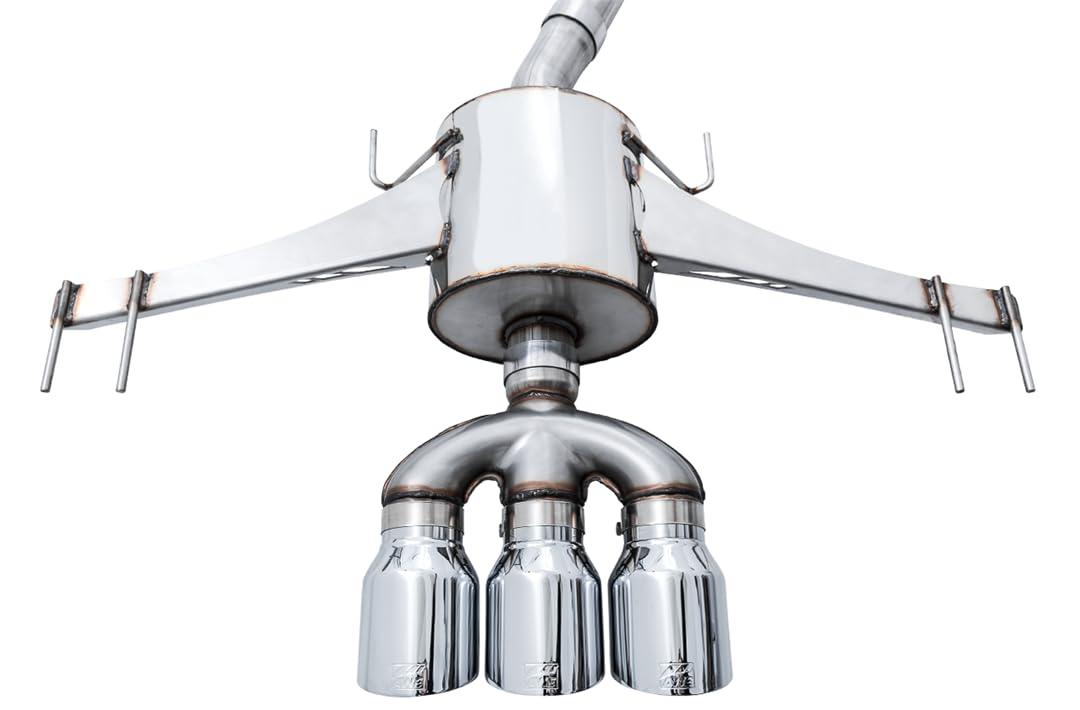 AWE 3015-52004 Exhaust System Kit; Touring Edition Cat-Back System; Stainless Steel; Without Muffler; Single Exhaust With Triple Exit; Rear Exit; 4.5 Inch Chrome Silver Tip; With Front Pipe - High quality product image showing AWE 3015-52004 Exhaust System Kit; Touring Edition Cat-Back System; Stainless Steel; Without Muffler; Single Exhaust With Triple Exit; Rear Exit; 4.5 Inch Chrome Silver Tip; With Front Pipe details and features AWE 3015-52004 Exhaust System Kit; Touring Edition Cat-Back System; Stainless Steel; Without Muffler; Single Exhaust With Triple Exit; Rear Exit; 4.5 Inch Chrome Silver Tip; With Front Pipe - High quality product image showing AWE 3015-52004 Exhaust System Kit; Touring Edition Cat-Back System; Stainless Steel; Without Muffler; Single Exhaust With Triple Exit; Rear Exit; 4.5 Inch Chrome Silver Tip; With Front Pipe details and features