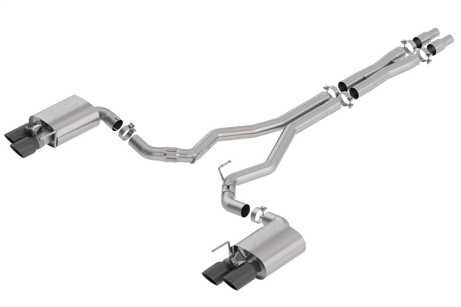 BORLA 140743BC Cat-Back Performance Exhaust System for 2018-2023 Ford Mustang GT V8 T-304 Stainless Steel ATAK Sound Dual Split Rear Exit Dual 4 INCH Round Black Chrome Tips On Each Side - High quality product image showing BORLA 140743BC Cat-Back Performance Exhaust System for 2018-2023 Ford Mustang GT V8 T-304 Stainless Steel ATAK Sound Dual Split Rear Exit Dual 4 INCH Round Black Chrome Tips On Each Side details and features BORLA 140743BC Cat-Back Performance Exhaust System for 2018-2023 Ford Mustang GT V8 T-304 Stainless Steel ATAK Sound Dual Split Rear Exit Dual 4 INCH Round Black Chrome Tips On Each Side - High quality product image showing BORLA 140743BC Cat-Back Performance Exhaust System for 2018-2023 Ford Mustang GT V8 T-304 Stainless Steel ATAK Sound Dual Split Rear Exit Dual 4 INCH Round Black Chrome Tips On Each Side details and features