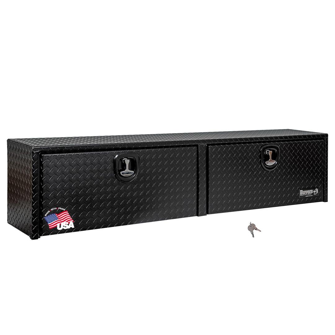 BUYERS PROD 1721551 Black Aluminum Diamond Tread Topsider Truck Box With Drop Door, 72 x 13 x 16 Inch, Made in The USA, Lockable Tool Chest, Durable Job Box For Storage & Organization from The Twister Group BUYERS PROD 1721551 Black Aluminum Diamond Tread Topsider Truck Box With Drop Door, 72 x 13 x 16 Inch, Made in The USA, Lockable Tool Chest, Durable Job Box For Storage & Organization - The Twister Group Tools product