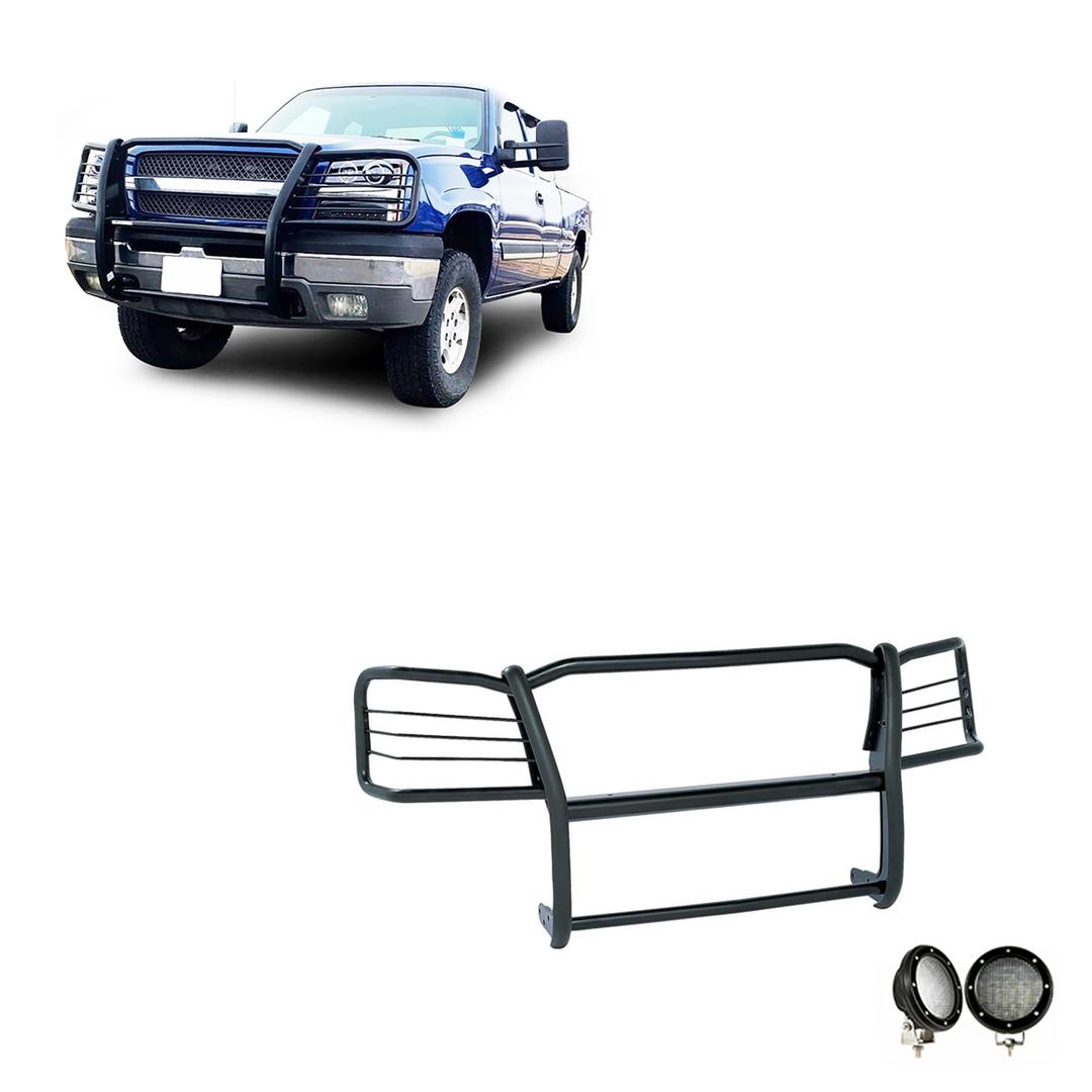 BLACK HORSE 17GT25MA-PLFB Grille brush Bumper Guard Modular Black Come with Pair of 5.3 INCHLED Lights with Black Trim Rings Compatible with 2003-2006 Silverado 1500|2007 Silverado 1500 HD Classic from The Twister Group BLACK HORSE 17GT25MA-PLFB Grille brush Bumper Guard Modular Black Come with Pair of 5.3 INCHLED Lights with Black Trim Rings Compatible with 2003-2006 Silverado 1500|2007 Silverado 1500 HD Classic - The Twister Group Tools product