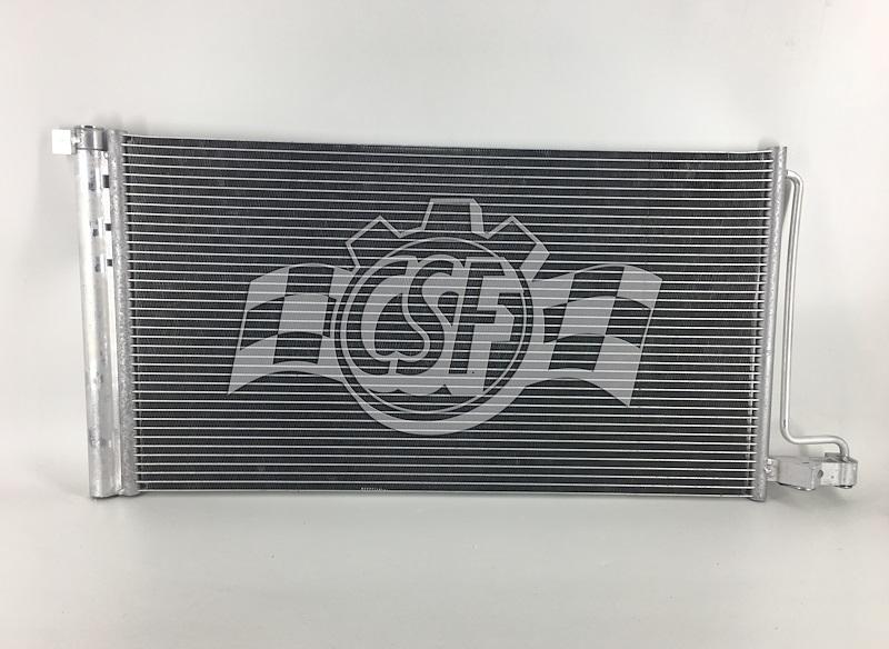 CSF 10950 Air Conditioner Condenser; OE Replacement; 27-5/9 Inch Length x 14-7/8 Inch Width x 5/8 Inch Thick Core Dimensions; Parallel Flow; Aluminum; Block Fitting Inlet/ Outlet CSF 10950 Air Conditioner Condenser; OE Replacement; 27-5/9 Inch Length x 14-7/8 Inch Width x 5/8 Inch Thick Core Dimensions; Parallel Flow; Aluminum; Block Fitting Inlet/ Outlet