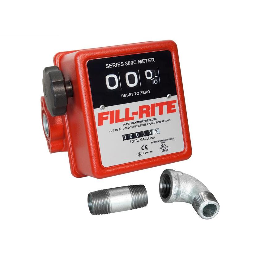 FILL-RITE 807CMK 3 Wheel Mechanical 0.75 Inch 50 PSI 5 to 20 GPM Fuel Tank Meter for Gasoline, Diesel, Kerosene FILL-RITE 807CMK 3 Wheel Mechanical 0.75 Inch 50 PSI 5 to 20 GPM Fuel Tank Meter for Gasoline, Diesel, Kerosene
