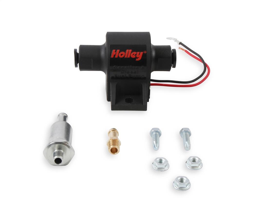 HOLLEY 12426 Fuel Pump Electric; Mighty Mite; Up To 300 Horsepower; 4 PSI Maximum Pressure; With Filter/ Fittings/ Hardware 25 GPH from The Twister Group HOLLEY 12426 Fuel Pump Electric; Mighty Mite; Up To 300 Horsepower; 4 PSI Maximum Pressure; With Filter/ Fittings/ Hardware 25 GPH - The Twister Group Tools product