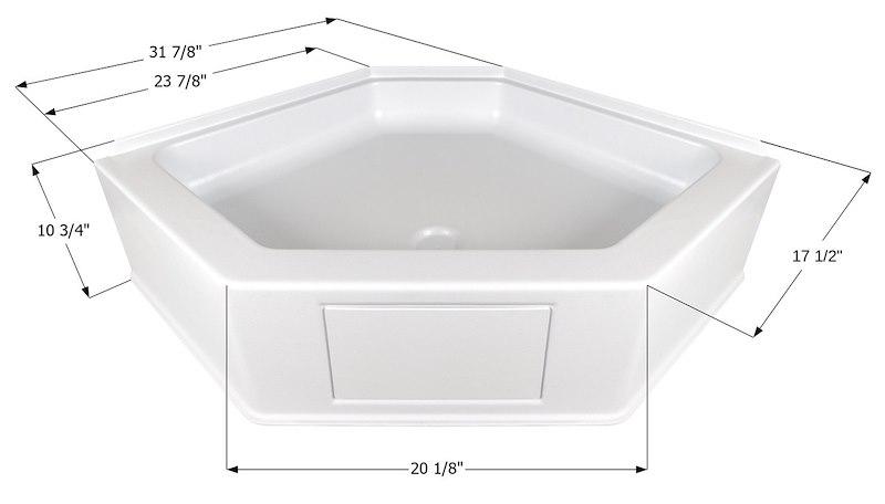 ICON 15232 Shower Pan; Neo Angle; 23-7/8 Inch x 17-1/2 Inch x 10-3/4 Inch; Center Drain; Polar White; ABS Plastic - High quality product image showing ICON 15232 Shower Pan; Neo Angle; 23-7/8 Inch x 17-1/2 Inch x 10-3/4 Inch; Center Drain; Polar White; ABS Plastic details and features ICON 15232 Shower Pan; Neo Angle; 23-7/8 Inch x 17-1/2 Inch x 10-3/4 Inch; Center Drain; Polar White; ABS Plastic - High quality product image showing ICON 15232 Shower Pan; Neo Angle; 23-7/8 Inch x 17-1/2 Inch x 10-3/4 Inch; Center Drain; Polar White; ABS Plastic details and features