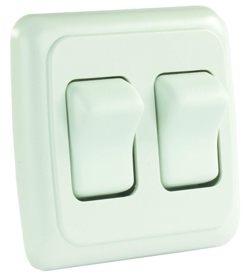JR PRODUCTS 12015 305.1203 White Double SPST On-Off Switch with Bezel from The Twister Group JR PRODUCTS 12015 305.1203 White Double SPST On-Off Switch with Bezel - The Twister Group Tools product