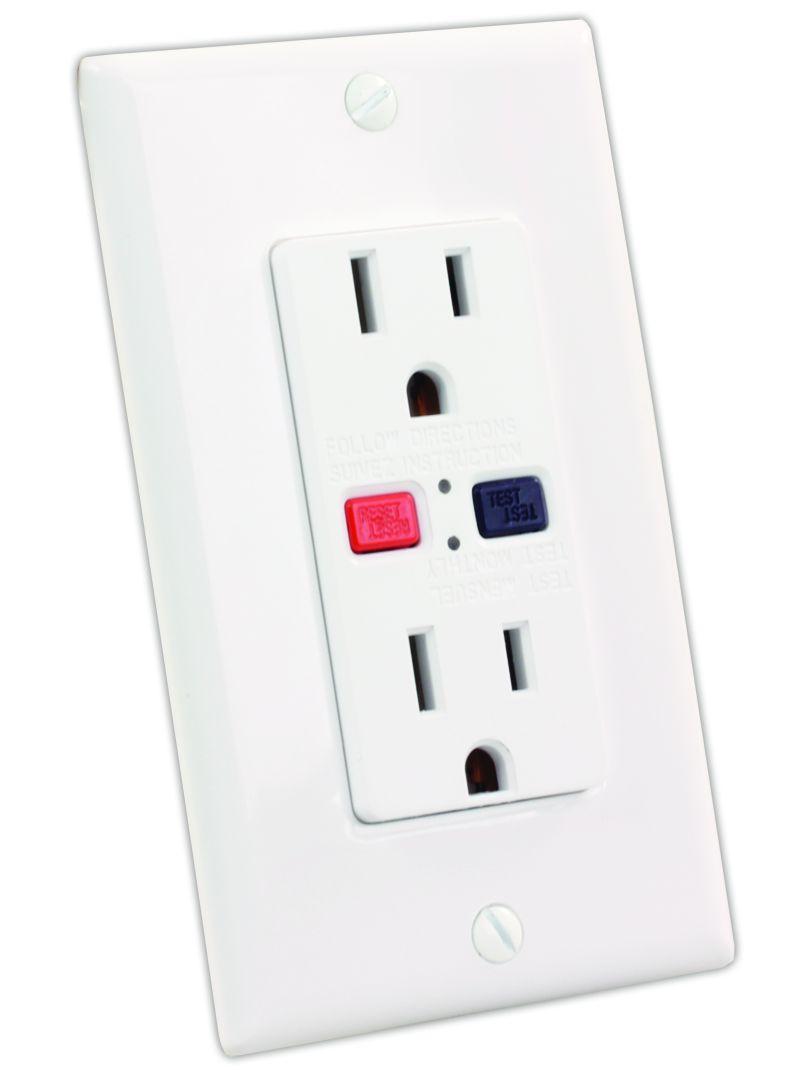 JR PRODUCTS 15005 White 120V/15 Amp GFCI Electrical Outlet - High quality product image showing JR PRODUCTS 15005 White 120V/15 Amp GFCI Electrical Outlet details and features JR PRODUCTS 15005 White 120V/15 Amp GFCI Electrical Outlet - High quality product image showing JR PRODUCTS 15005 White 120V/15 Amp GFCI Electrical Outlet details and features