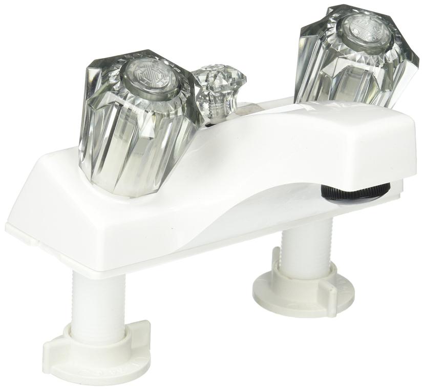 LASALLE BRISTOL 20373W21 Utopia White Center Smoke Handle Lavatory Faucet with Diverter LASALLE BRISTOL 20373W21 Utopia White Center Smoke Handle Lavatory Faucet with Diverter
