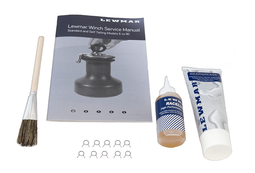 LEWMAR 19701500 Winch Maintenance Kit for Basic Winch Maintenance for Your Sailboat, for Winch Sizes 6 INCH- 48 INCH, Includes 10 Pawl Springs, Gear Grease (100 g), Race lube (55 ml), Lubrication Brush LEWMAR 19701500 Winch Maintenance Kit for Basic Winch Maintenance for Your Sailboat, for Winch Sizes 6 INCH- 48 INCH, Includes 10 Pawl Springs, Gear Grease (100 g), Race lube (55 ml), Lubrication Brush