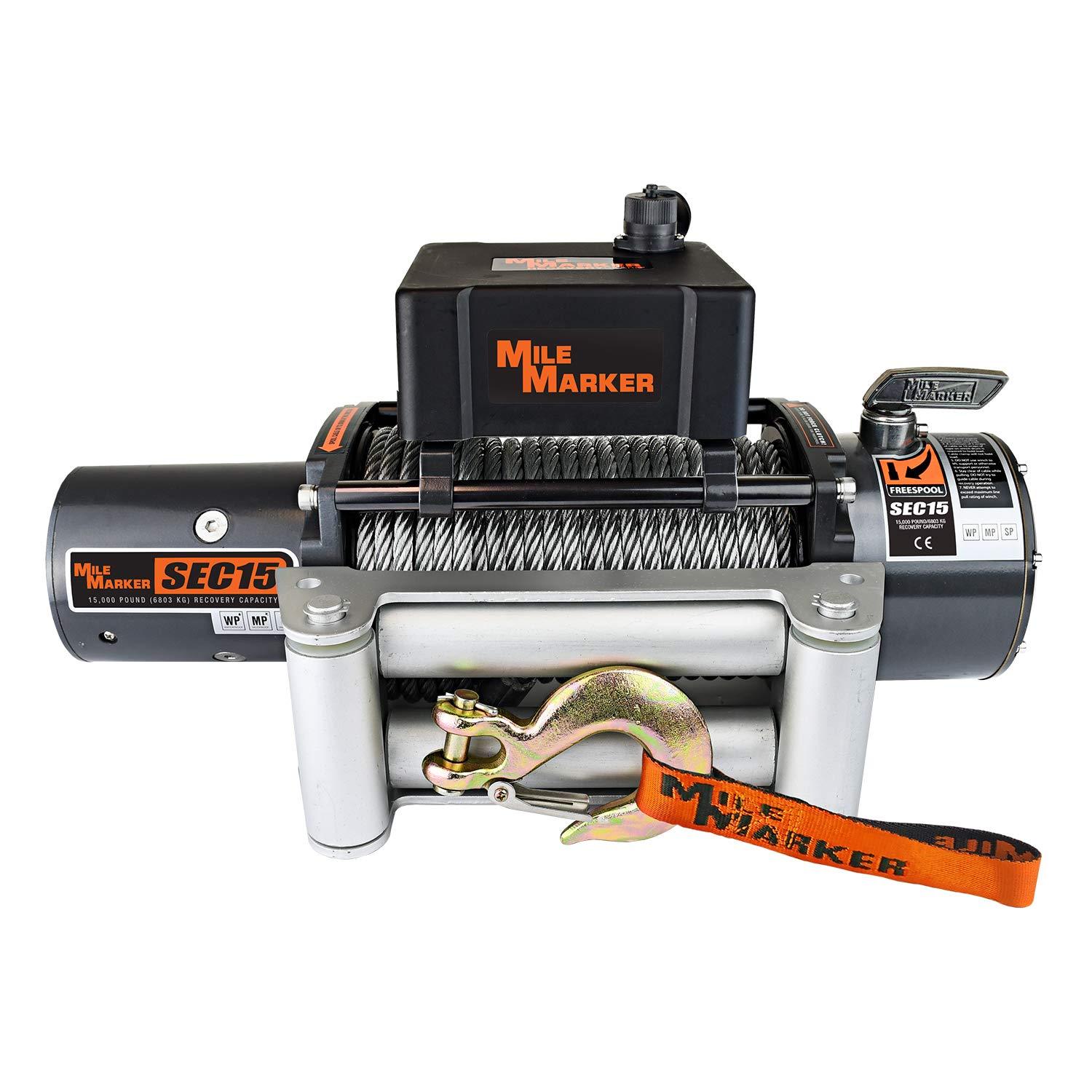 MILE MARKER 76-50260W SEC15(es) Truck/SUV Premium Sealed Electric Winch - 15,000 lb. Capacity,Steel cable - High quality product image showing MILE MARKER 76-50260W SEC15(es) Truck/SUV Premium Sealed Electric Winch - 15,000 lb. Capacity,Steel cable details and features MILE MARKER 76-50260W SEC15(es) Truck/SUV Premium Sealed Electric Winch - 15,000 lb. Capacity,Steel cable - High quality product image showing MILE MARKER 76-50260W SEC15(es) Truck/SUV Premium Sealed Electric Winch - 15,000 lb. Capacity,Steel cable details and features