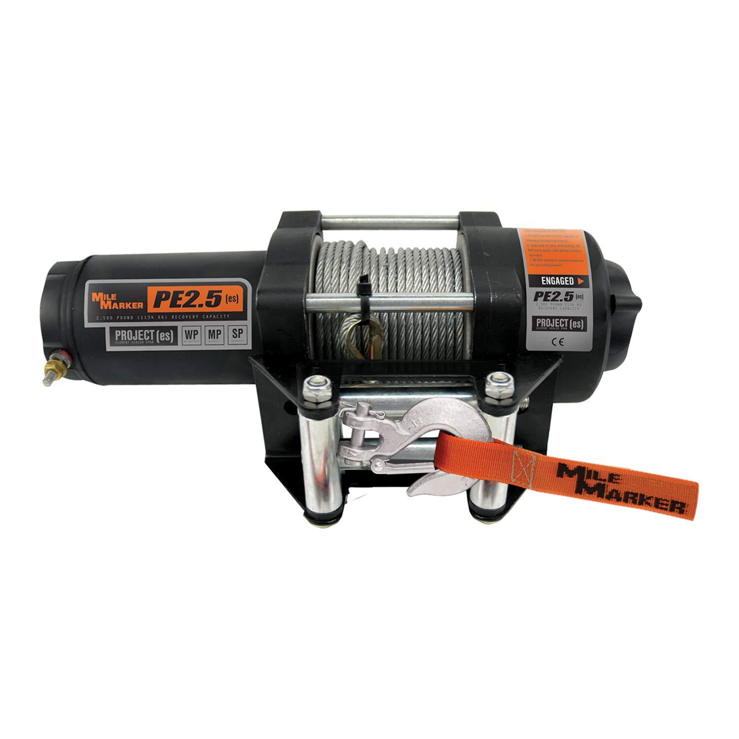 MILE MARKER 77-50105BW PE2500 ATV/UTV/Side-by-Side Electric Winch with Steel Cable - 2500 lb. Capacity, Silver - High quality product image showing MILE MARKER 77-50105BW PE2500 ATV/UTV/Side-by-Side Electric Winch with Steel Cable - 2500 lb. Capacity, Silver details and features MILE MARKER 77-50105BW PE2500 ATV/UTV/Side-by-Side Electric Winch with Steel Cable - 2500 lb. Capacity, Silver - High quality product image showing MILE MARKER 77-50105BW PE2500 ATV/UTV/Side-by-Side Electric Winch with Steel Cable - 2500 lb. Capacity, Silver details and features