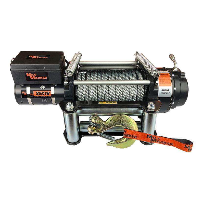 MILE MARKER 77-50280W SEC18 18,000 Pound Truck Electric Winch with Steel Cable (18,000 lb. Capacity) MILE MARKER 77-50280W SEC18 18,000 Pound Truck Electric Winch with Steel Cable (18,000 lb. Capacity)