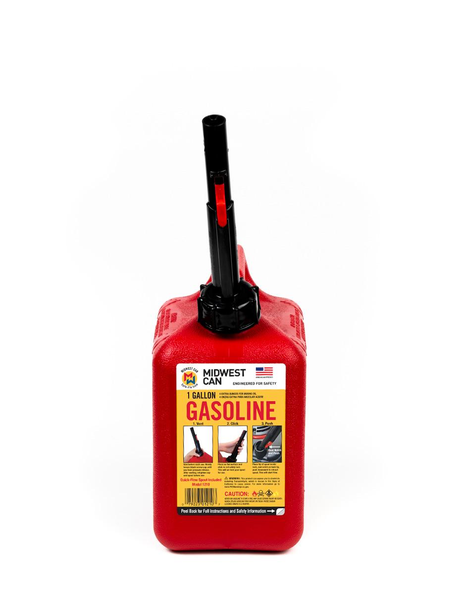 MIDWEST CAN 1210 1 GALLON GAS CAN, Red; 1 Gallon; Free Standing; High-Density Polyethylene; With Quick-Flow Spout; Designed To Hold Gas from The Twister Group MIDWEST CAN 1210 1 GALLON GAS CAN, Red; 1 Gallon; Free Standing; High-Density Polyethylene; With Quick-Flow Spout; Designed To Hold Gas - The Twister Group Tools product