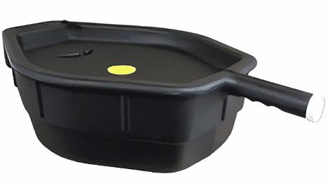 MIDWEST CAN 6400 15 QT RECYCLING DRAIN PAN, 15 Quart Capacity; 19 Inch Length x 16 Inch Width; 6-3/4 Inch Height; Black; High Density Polyethylene; With Back Handle/ Pour Spout; Closed Top MIDWEST CAN 6400 15 QT RECYCLING DRAIN PAN, 15 Quart Capacity; 19 Inch Length x 16 Inch Width; 6-3/4 Inch Height; Black; High Density Polyethylene; With Back Handle/ Pour Spout; Closed Top