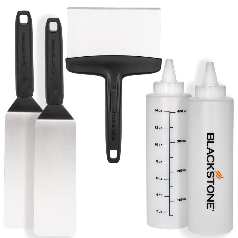 BLACKSTONE 5230 Professional Grade Accessory Tool Kit (5 Pieces) 16 oz Bottle, Two Spatulas, Chopper/Scraper and One Cookbook-Perfect for Cooking Indoor or Outdoor, Multicolor BLACKSTONE 5230 Professional Grade Accessory Tool Kit (5 Pieces) 16 oz Bottle, Two Spatulas, Chopper/Scraper and One Cookbook-Perfect for Cooking Indoor or Outdoor, Multicolor