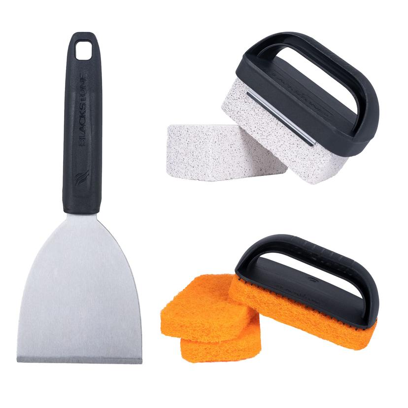 BLACKSTONE 5463 Cleaning Tool Kit (8 Pieces) BBQ Grill Flat Top Indoor/Outdoor Accessories-1 Stainless Steel Griddle Scraper, 3 Scouring Pads, 2 Pumice Stone with Handle, Black, Orange, Silver BLACKSTONE 5463 Cleaning Tool Kit (8 Pieces) BBQ Grill Flat Top Indoor/Outdoor Accessories-1 Stainless Steel Griddle Scraper, 3 Scouring Pads, 2 Pumice Stone with Handle, Black, Orange, Silver