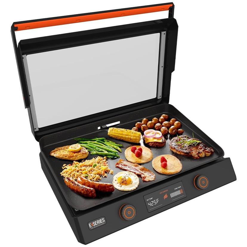 BLACKSTONE 8001 22-Inch Electric Griddle - 1200W Non Stick Ceramic Titanium Coated Stainless Steel Tabletop Griddle with EZ-Touch Control Dial, LCD Display, Patented Rotate & Remove Glass Hood BLACKSTONE 8001 22-Inch Electric Griddle - 1200W Non Stick Ceramic Titanium Coated Stainless Steel Tabletop Griddle with EZ-Touch Control Dial, LCD Display, Patented Rotate & Remove Glass Hood
