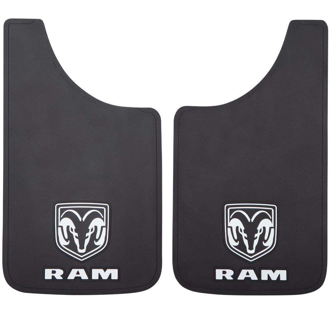 PLASTICOLOR 000541R01 Mud Flap; Easy-Fit Series; Universal 11 Inch x 19 Inch; Set Of 2; Flat; Ram Logo; Black; Fiberglass Reinforced; Screw On from The Twister Group PLASTICOLOR 000541R01 Mud Flap; Easy-Fit Series; Universal 11 Inch x 19 Inch; Set Of 2; Flat; Ram Logo; Black; Fiberglass Reinforced; Screw On - The Twister Group product