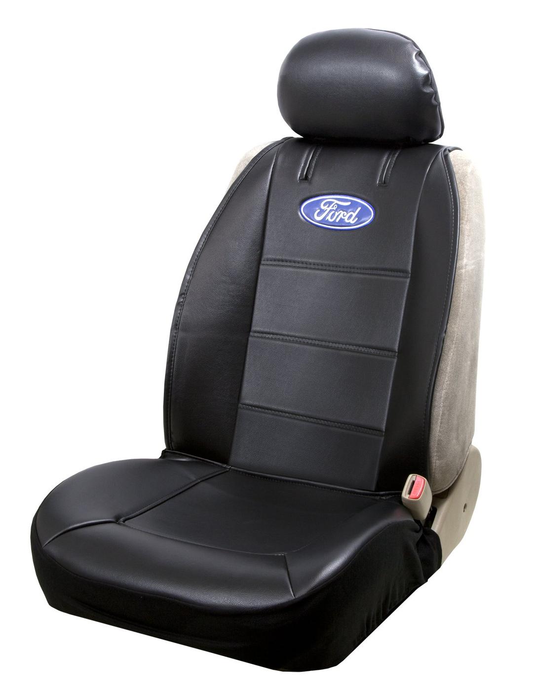 PLASTICOLOR 008584R01 Seat Cover; Low Back/ Sideless; Ford Logo; Fabric; Black/ Blue/ White; Single; With Headrest Cover; Seat Style C from The Twister Group PLASTICOLOR 008584R01 Seat Cover; Low Back/ Sideless; Ford Logo; Fabric; Black/ Blue/ White; Single; With Headrest Cover; Seat Style C - The Twister Group Tools product