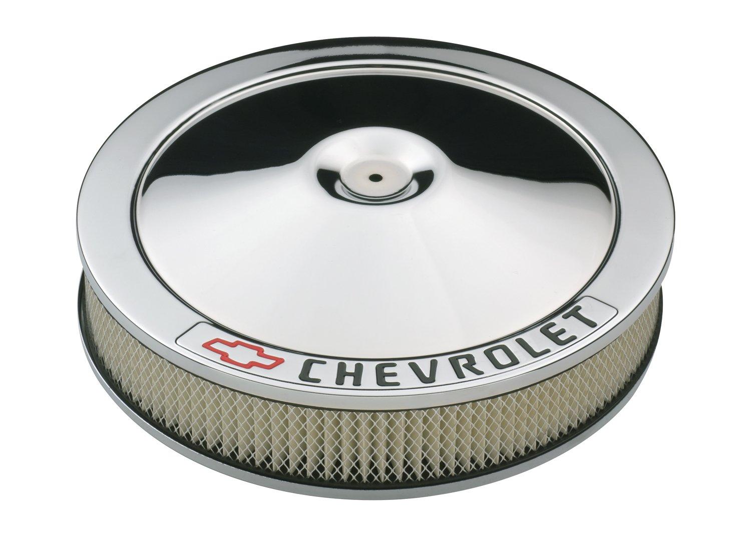 PROFORM 141-906 Chrome 14 INCH Diameter Air Cleaner Kit with Black Chevrolet/Red Bowtie Logo and 3 INCH Paper Filter - High quality product image showing PROFORM 141-906 Chrome 14 INCH Diameter Air Cleaner Kit with Black Chevrolet/Red Bowtie Logo and 3 INCH Paper Filter details and features PROFORM 141-906 Chrome 14 INCH Diameter Air Cleaner Kit with Black Chevrolet/Red Bowtie Logo and 3 INCH Paper Filter - High quality product image showing PROFORM 141-906 Chrome 14 INCH Diameter Air Cleaner Kit with Black Chevrolet/Red Bowtie Logo and 3 INCH Paper Filter details and features