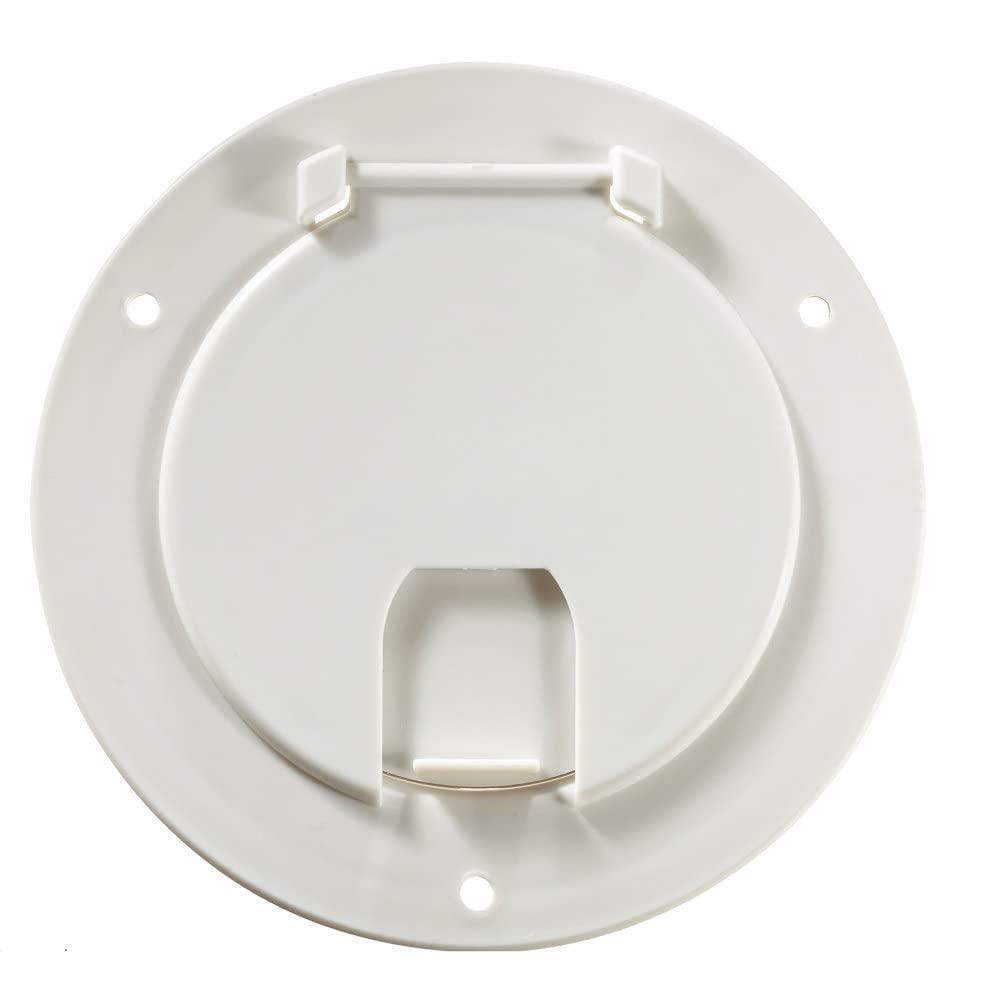 RV DESIGNER B110 Round Electrical Cable Hatch, Deluxe, Replaceable Lid, 5.2 inch Diameter, Polar White - Product image RV DESIGNER B110 Round Electrical Cable Hatch, Deluxe, Replaceable Lid, 5.2 inch Diameter, Polar White - Product image