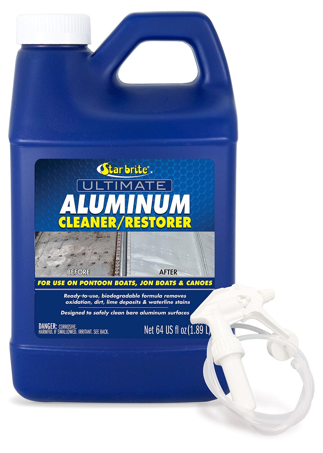STAR BRITE 087764 Ultimate Aluminum Cleaner & Restorer - Aluminum Boat Cleaner - Perfect for Pontoon Boats, Jon Boats & Canoes 64 OZ With Sprayer from The Twister Group STAR BRITE 087764 Ultimate Aluminum Cleaner & Restorer - Aluminum Boat Cleaner - Perfect for Pontoon Boats, Jon Boats & Canoes 64 OZ With Sprayer - The Twister Group Tools product