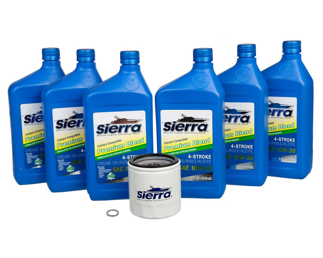 SIERRA 18-9393 Oil Change Kit; Marine Series; For Use With Yamaha Outboard F200/ F225/ F250 3.3 Liter Models; With Six 1 Quart 10W-30 FC-W 4-Stroke Oil/ Oil Pan Drain Gasket/ Oil Filter/ Funnel/ Shop Towel from The Twister Group SIERRA 18-9393 Oil Change Kit; Marine Series; For Use With Yamaha Outboard F200/ F225/ F250 3.3 Liter Models; With Six 1 Quart 10W-30 FC-W 4-Stroke Oil/ Oil Pan Drain Gasket/ Oil Filter/ Funnel/ Shop Towel - The Twister Group Tools product