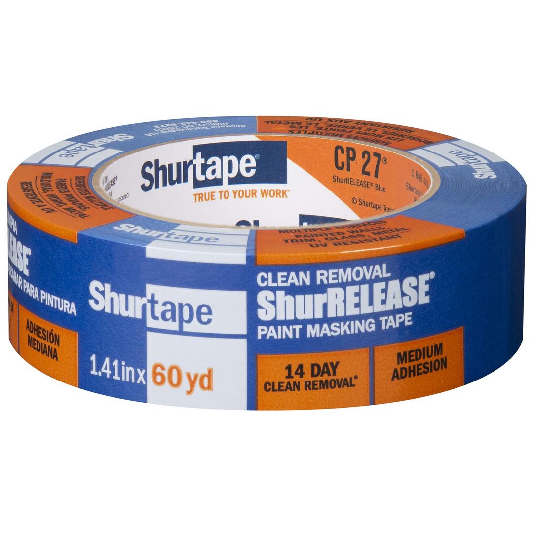 SHURTAPE 202879 CP 27 14-Day ShurRELEASE Painters Tape, Multi-Surface, 36mm x 55m, Blue, 1 Roll from The Twister Group SHURTAPE 202879 CP 27 14-Day ShurRELEASE Painters Tape, Multi-Surface, 36mm x 55m, Blue, 1 Roll - The Twister Group Tools product