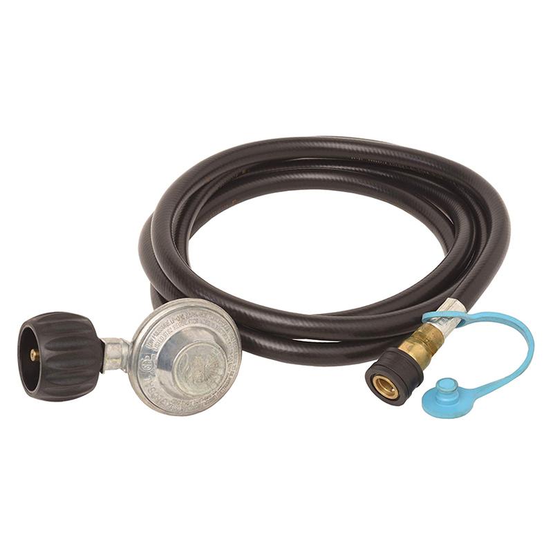 FLAME KING 10609596 90 Degree Low-Pressure Propane Gas Regulator Hose with Quick Connect for RVs, Grills, Heaters, Burners, 8 Feet - LPRH8 from The Twister Group FLAME KING 10609596 90 Degree Low-Pressure Propane Gas Regulator Hose with Quick Connect for RVs, Grills, Heaters, Burners, 8 Feet - LPRH8 - The Twister Group Tools product